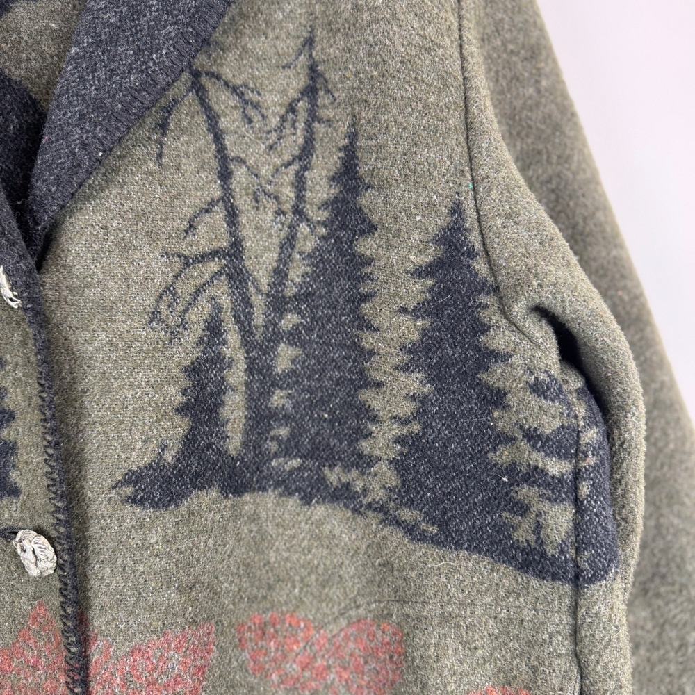 VTG! Wooded River Clothing Company L Wool Blend Western Moose Print Jacket USA - Picture 9 of 16